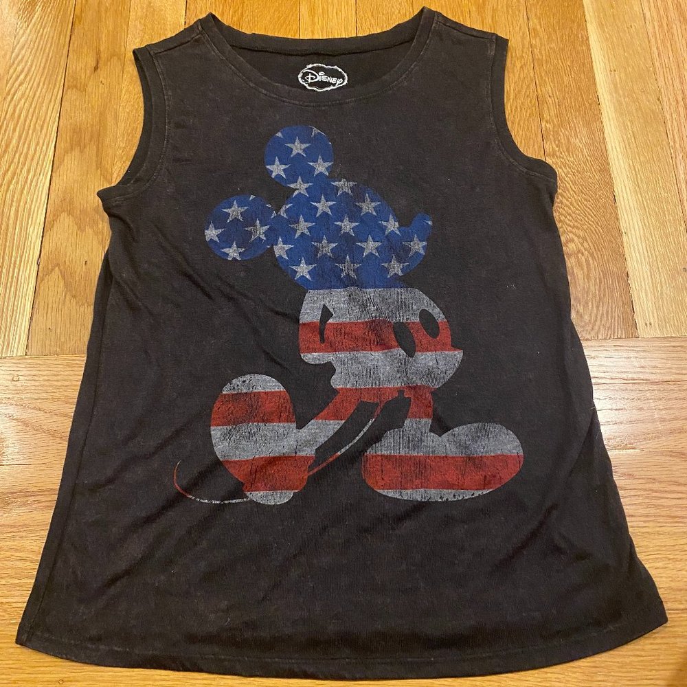 Mickey Mouse American Flag Women's Tank Top - Size Medium